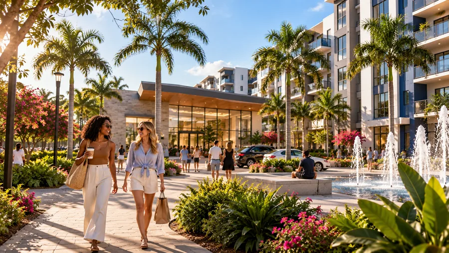Palm-lined plaza